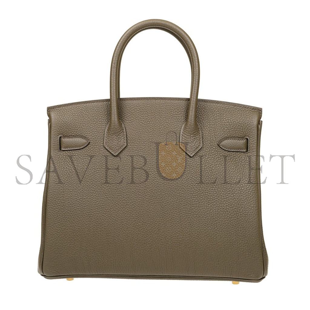 HERMES BIRKIN 25 EPSOM LEATHER TRENCH COAT GREY GOLD BUCKLE BAG H028369CCM8 (25*20*13cm)